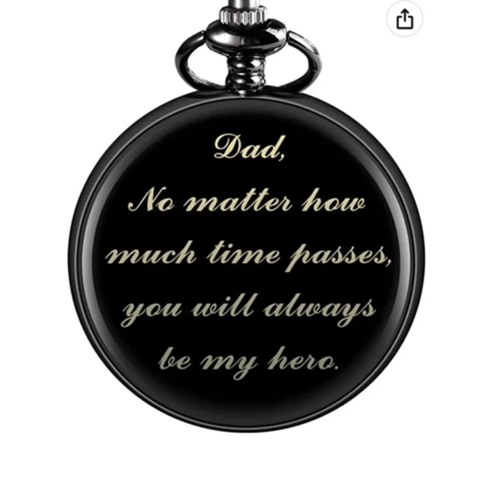 Engraved Pocket Watch With Chain For‎ Dad Hero Holidays Birthdays Party's
